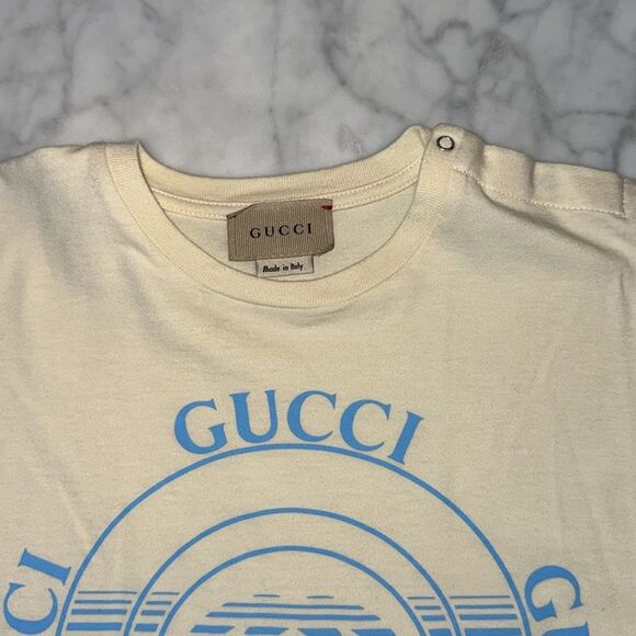 Gucci Cream & Blue Retro Logo Tee 3Y - Picture 4 of 5